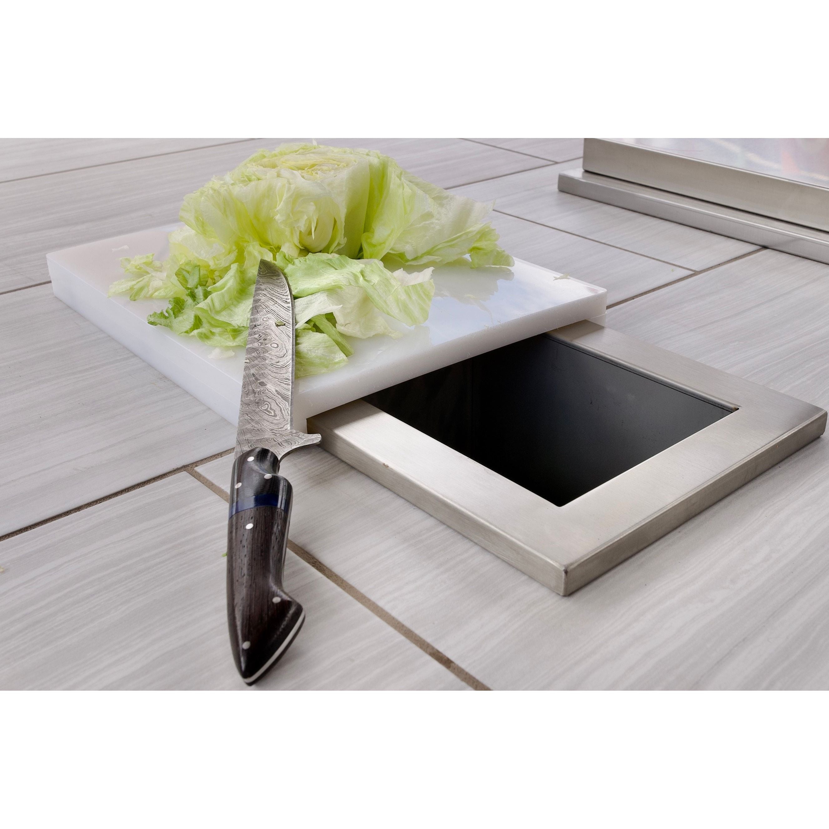 KoKoMo Trash Chute and Cutting Board for BBQ Island Countertop