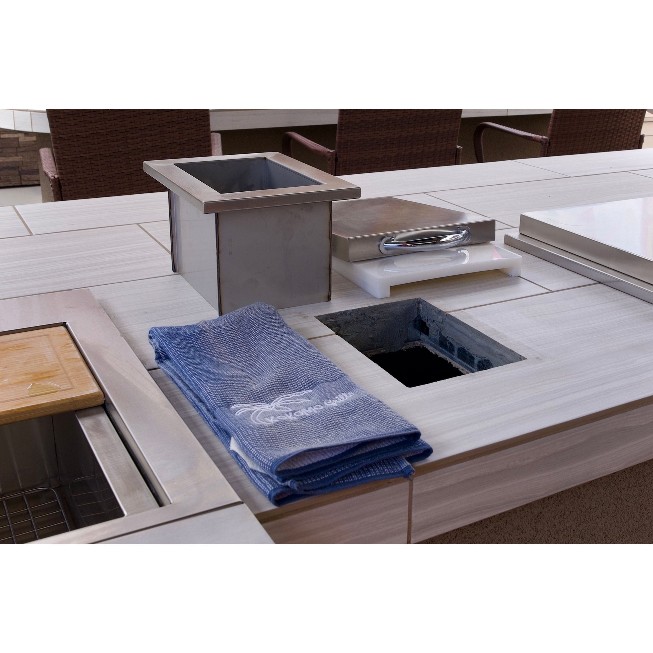 KoKoMo Trash Chute and Cutting Board for BBQ Island Countertop