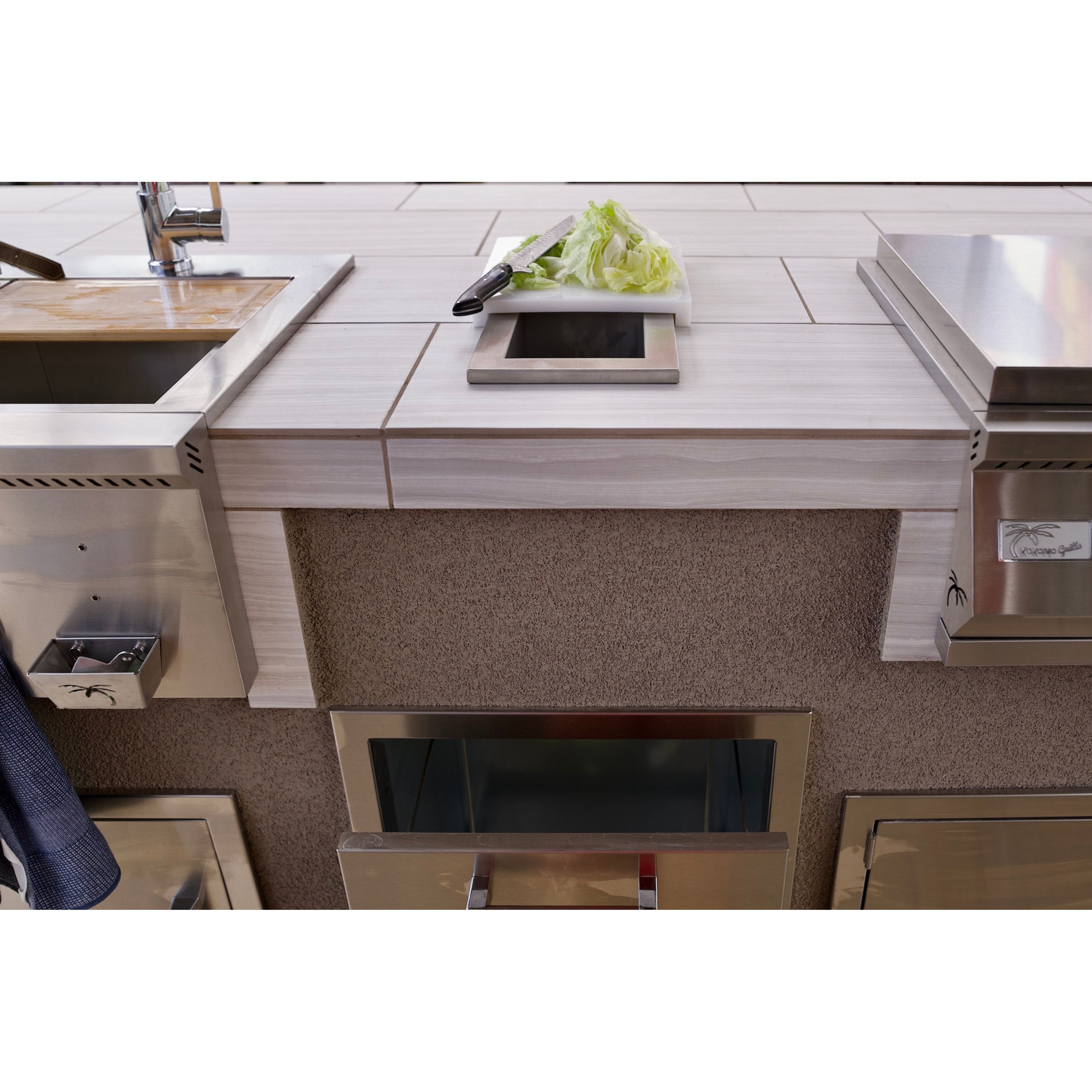 KoKoMo Trash Chute and Cutting Board for BBQ Island Countertop