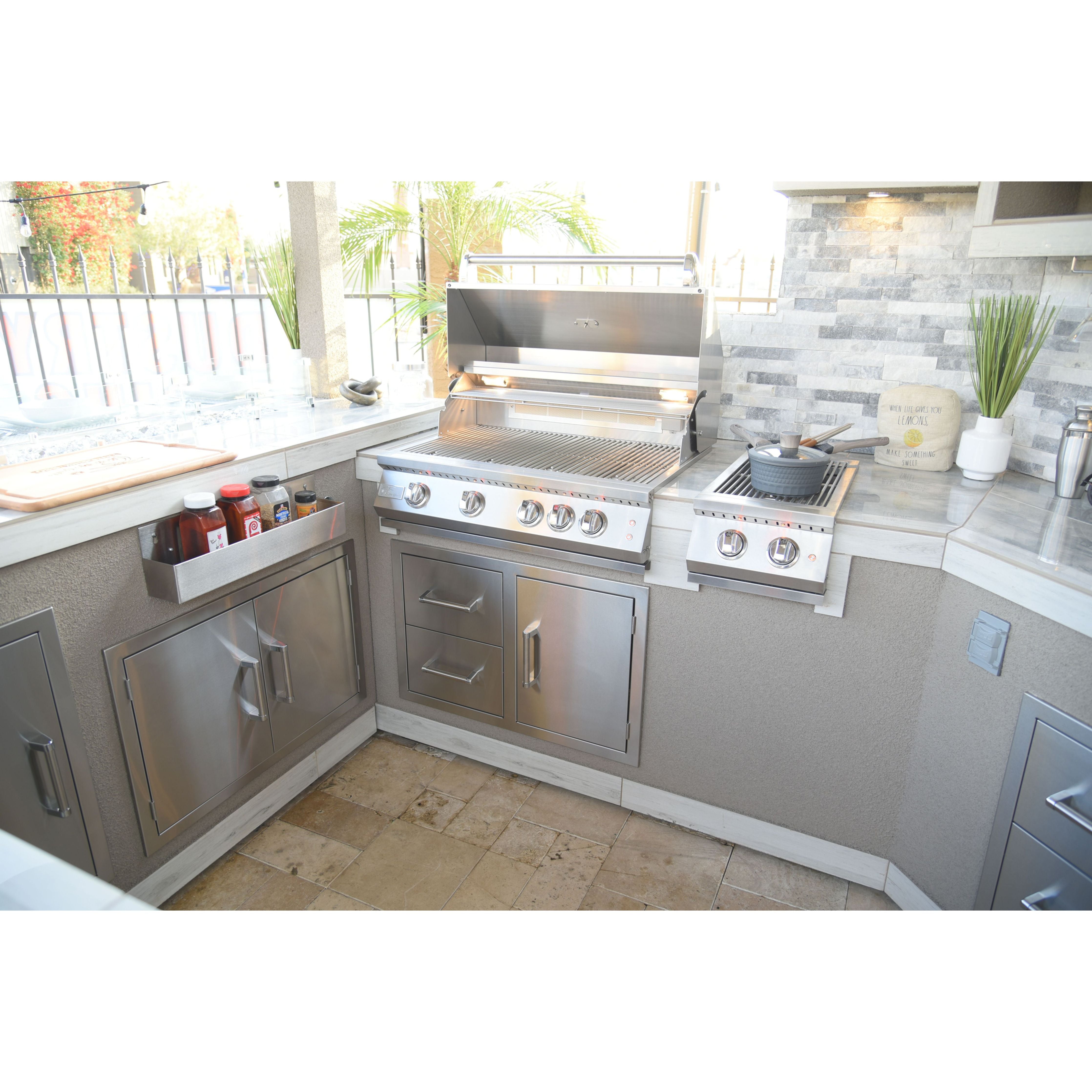 Outdoor Kitchen Islands-KoKoMo Best Outdoor Kitchen Bermuda BBQ Island with TV Bermuda