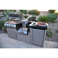 Outdoor Kitchen Islands-KoKoMo Power Burner 4 Burner 32 inch Built-In Barbeque Grill Island Kitchen Package KO-PWRBRN-4BG-FRGE