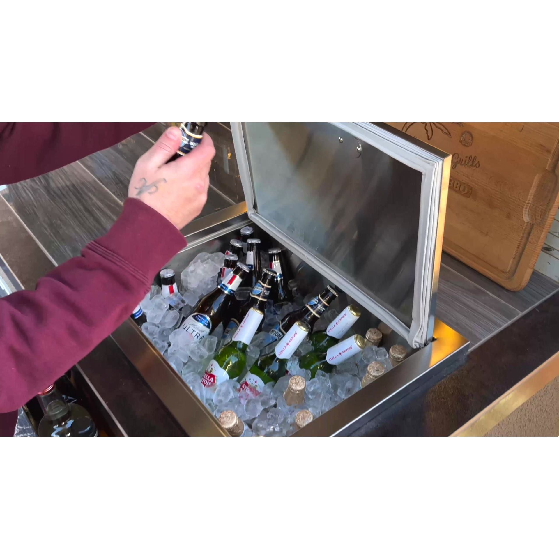 Outdoor Refrigerators-KoKoMo Drop-In Stainless Steel Ice Chest 23 x 17 KO-AIC