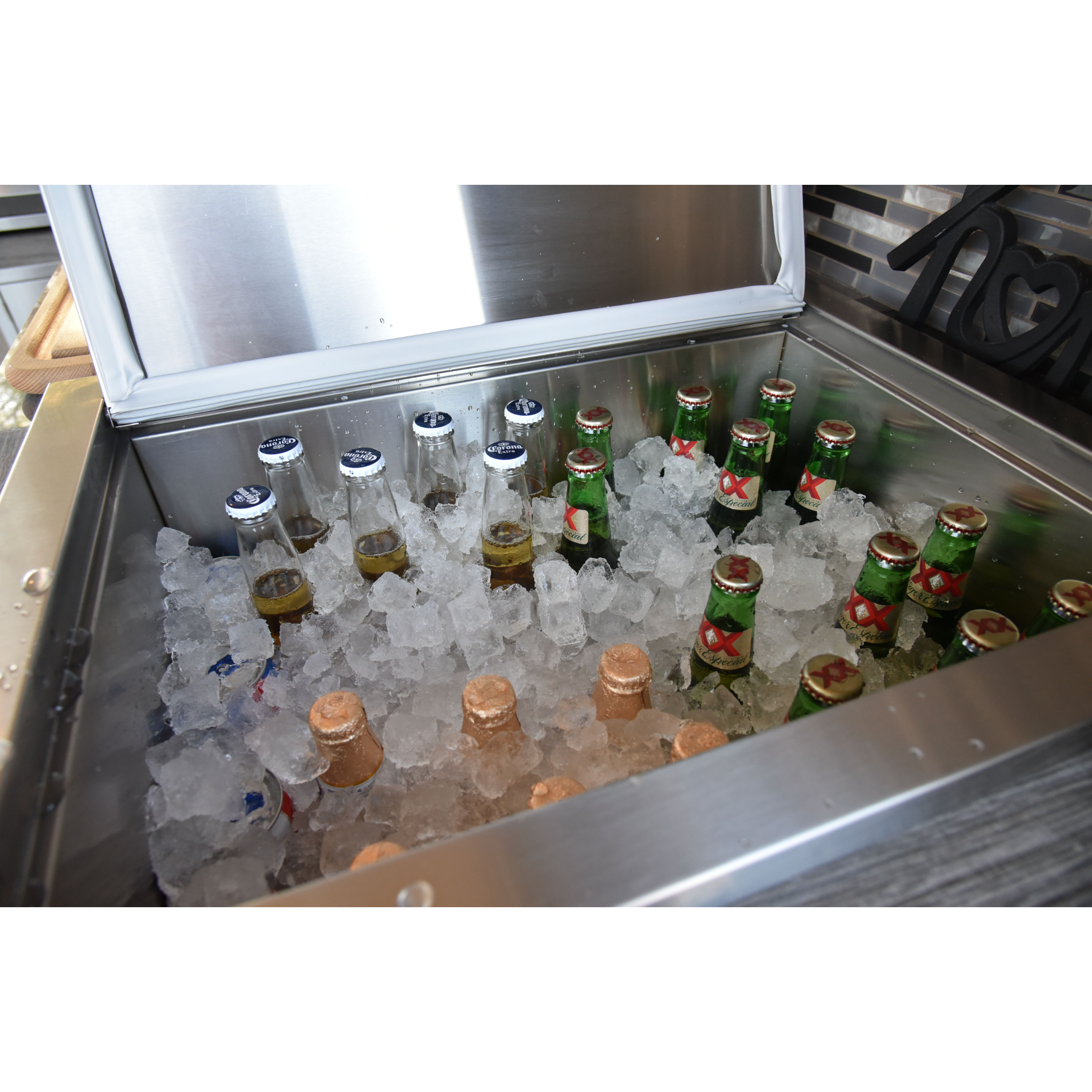 Outdoor Refrigerators-KoKoMo Drop-In Stainless Steel Ice Chest 23 x 17 KO-AIC