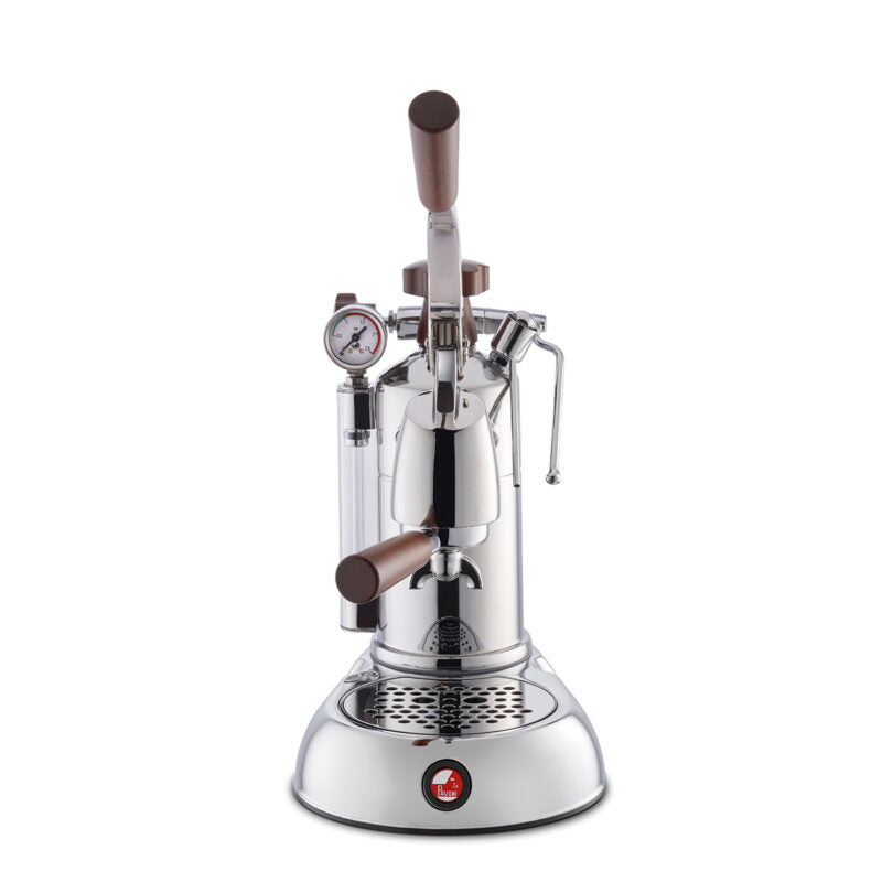 La Pavoni Stradivari 16 Cup Professional Lever Espresso Machine - Chrome with Wood (PSW-16)