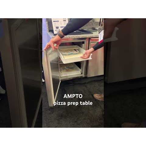 Pizza Prep Tables-Ampto MPP-2US - Pizza Prep Table Refrigerated Granite 2 section with top rail