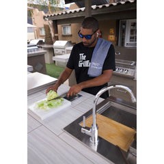Pull-Out Trash Systems-KoKoMo Trash Chute and Cutting Board for BBQ Island Countertop
