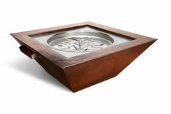 HPC Fire Sedona 40" Square Hand-Hammered Copper Fire Bowl, Fire or Fire and Water