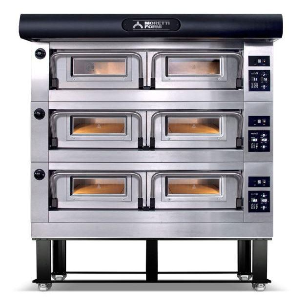 Serie P120E – Electric Pizza Ovens-Moretti Forni P120E B3 Electric Pizza Oven P120  49'' x 34'' x 7'' (Chamber)  208/240/60/3 - 3 Decks with tray guide base