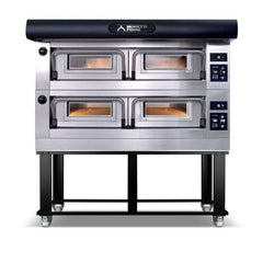 Serie P120E – Electric Pizza Ovens-Moretti Forni P120E C2 Electric Pizza Oven P120  49'' x 52'' x 7'' (Chamber)  208/240/60/3 - 2 Decks with tray guide base