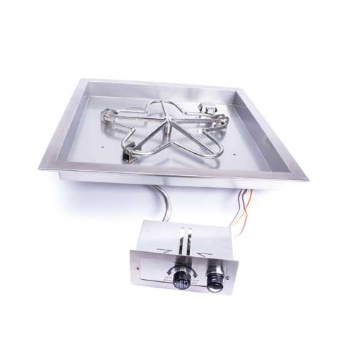 Fire Pits & Fire Tables HPC Fire Square Bowl Fire Pit Insert, 18" to 42", Electronic, Push Button or Match Lit