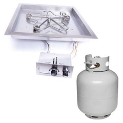 HPC Fire Square Bowl Fire Pit Insert, 18" to 42", Electronic, Push Button or Match Lit