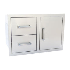 Stainless Steel Drawers-KoKoMo Outdoor Kitchen Stainless Steel Two Drawer - One Door Combo KO-ALPDC