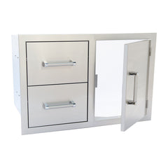 Stainless Steel Drawers-KoKoMo Outdoor Kitchen Stainless Steel Two Drawer - One Door Combo KO-ALPDC