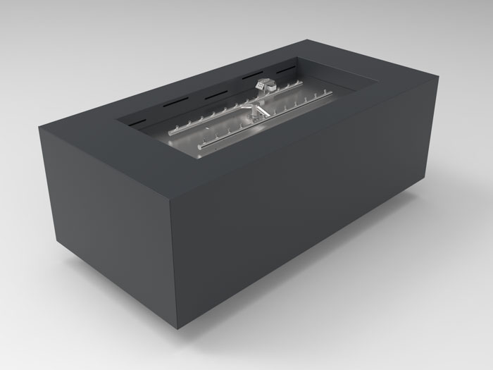 Fire Pits & Fire Tables HPC Fire Tejas 48" x 24" Rectangular Powder-Coated Steel Fire Pit, Torpedo H-Burner