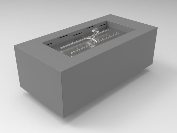 Fire Pits & Fire Tables HPC Fire Tejas 48" x 24" Rectangular Powder-Coated Steel Fire Pit, Torpedo H-Burner