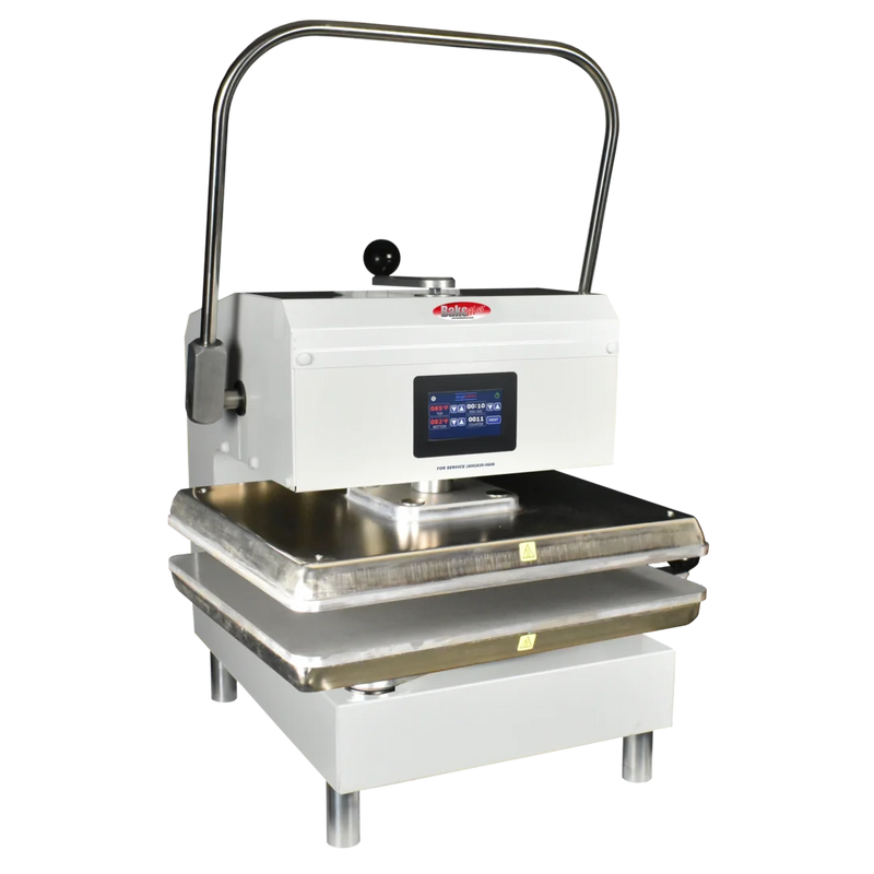 Tortilla Press-BakeMax BMTXMW 16″ x 20″ Manual Dual-Heat Countertop Tortilla Press, White Powder Coat, 220V
