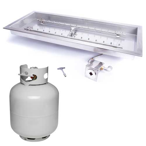 HPC Fire Rectangle H-Burner Fire Pit Insert, 24" to 90", Torpedo Burner