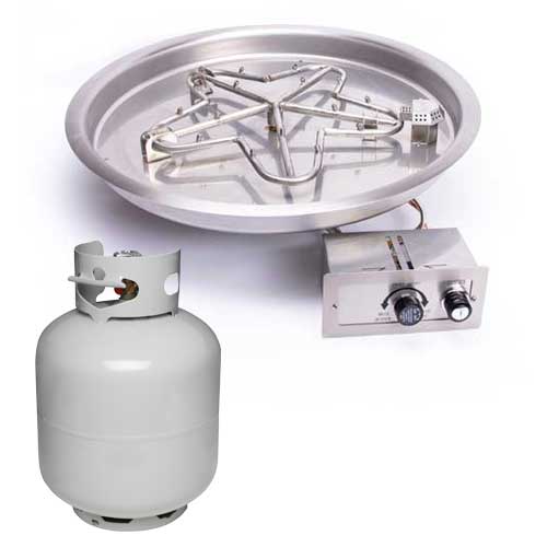 HPC Fire Round Bowl Fire Pit Insert, 13" to 43", Electronic, Push Button or Match Lit