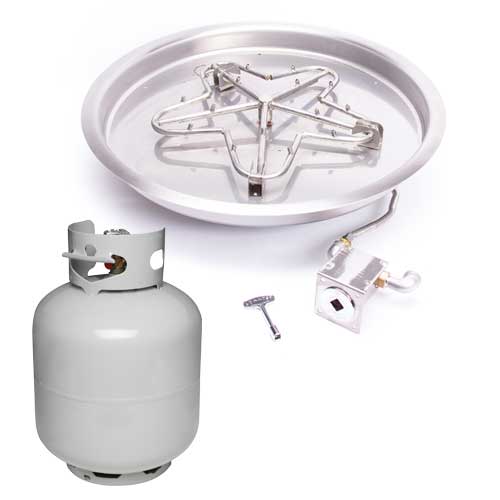 HPC Fire Round Bowl Fire Pit Insert, 13" to 43", Electronic, Push Button or Match Lit