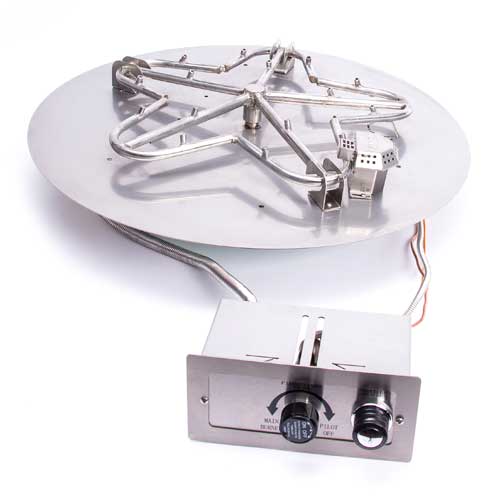 HPC Fire Round Flat Fire Pit Insert, 8" to 54", Electronic, Push Button or Match Lit