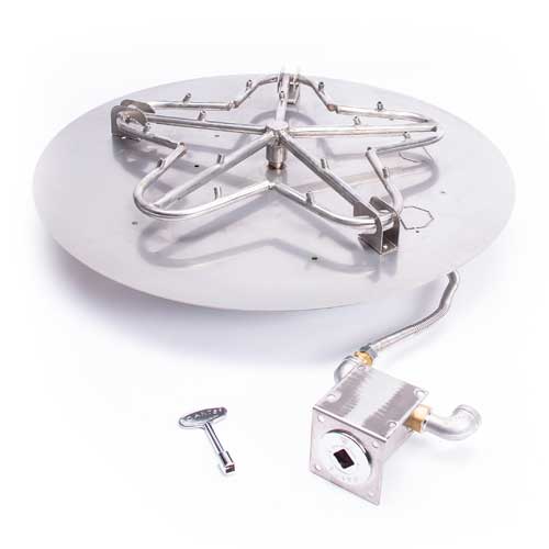 HPC Fire Round Flat Fire Pit Insert, 8" to 54", Electronic, Push Button or Match Lit