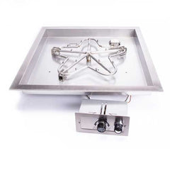 HPC Fire Square Bowl Fire Pit Insert, 18" to 42", Electronic, Push Button or Match Lit