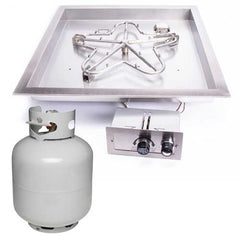 HPC Fire Square Bowl Fire Pit Insert, 18" to 42", Electronic, Push Button or Match Lit