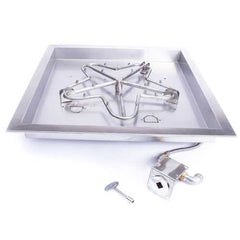 HPC Fire Square Bowl Fire Pit Insert, 18" to 42", Electronic, Push Button or Match Lit
