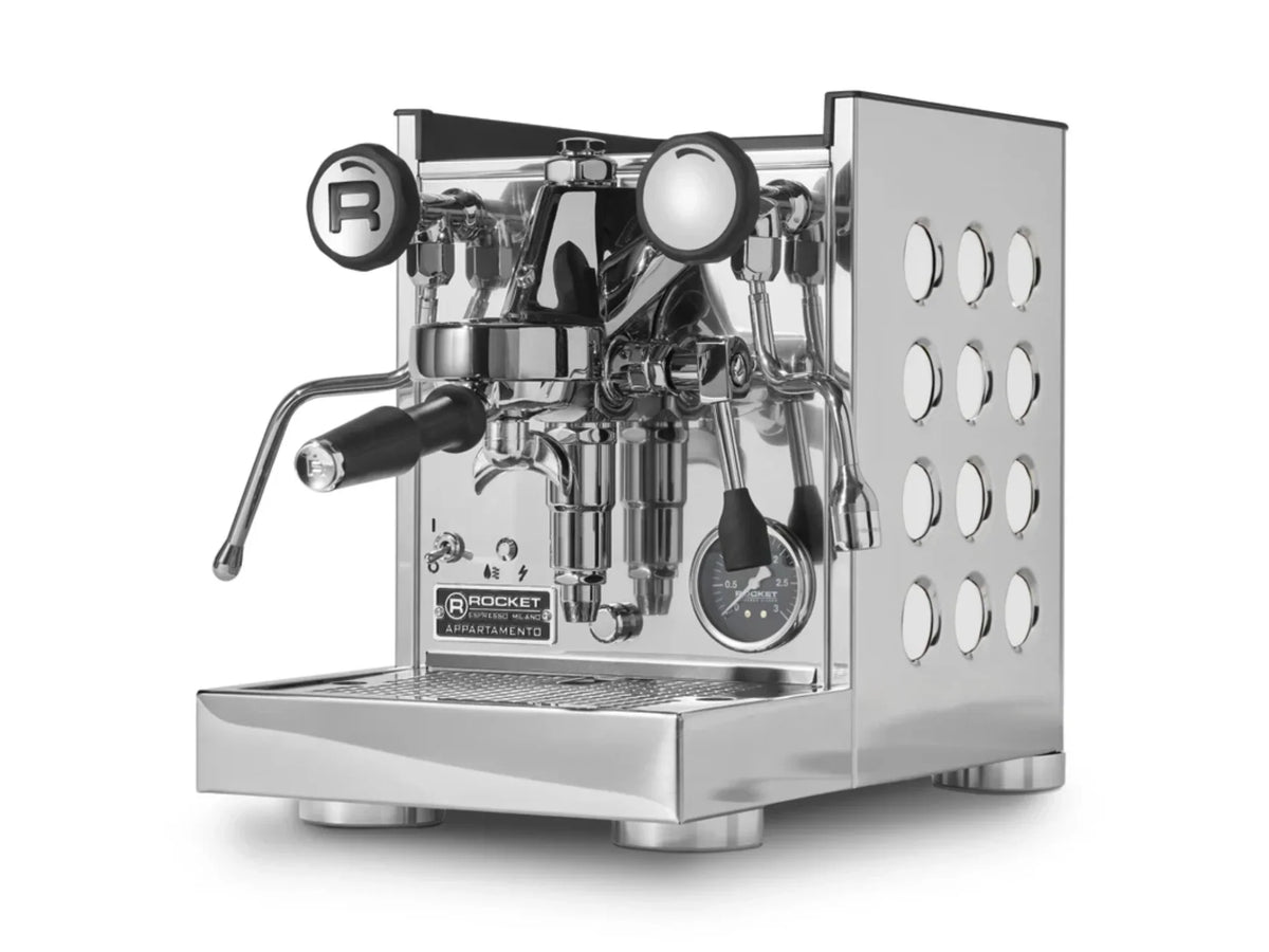 Rocket Espresso Appartamento TCA Espresso Machine - Shiny Steel with White Circles - FPCG01091SK-001