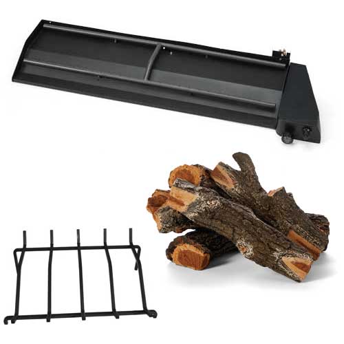 HPC Fire Dual Burner Outdoor Fireplace Kit with Grate and Concrete Log Set, 36" or 42"