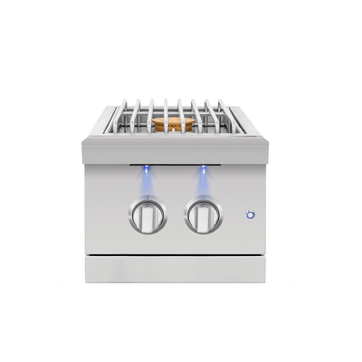 Outdoor Kitchen Appliance Modules American Made Grills Encore Built-In Double Side Burner, LED Lighting, Lid, ENCSB2