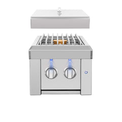 Outdoor Kitchen Appliance Modules American Made Grills Estate Built-In Double Side Burner, 28,000 BTU, LED Lighting, Lid, ESTSB2