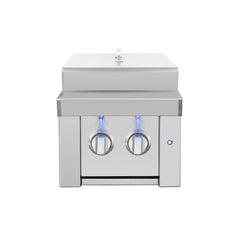 Outdoor Kitchen Appliance Modules American Made Grills Estate Built-In Double Side Burner, 28,000 BTU, LED Lighting, Lid, ESTSB2