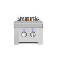 Outdoor Kitchen Appliance Modules American Made Grills Estate Built-In Double Side Burner, 28,000 BTU, LED Lighting, Lid, ESTSB2