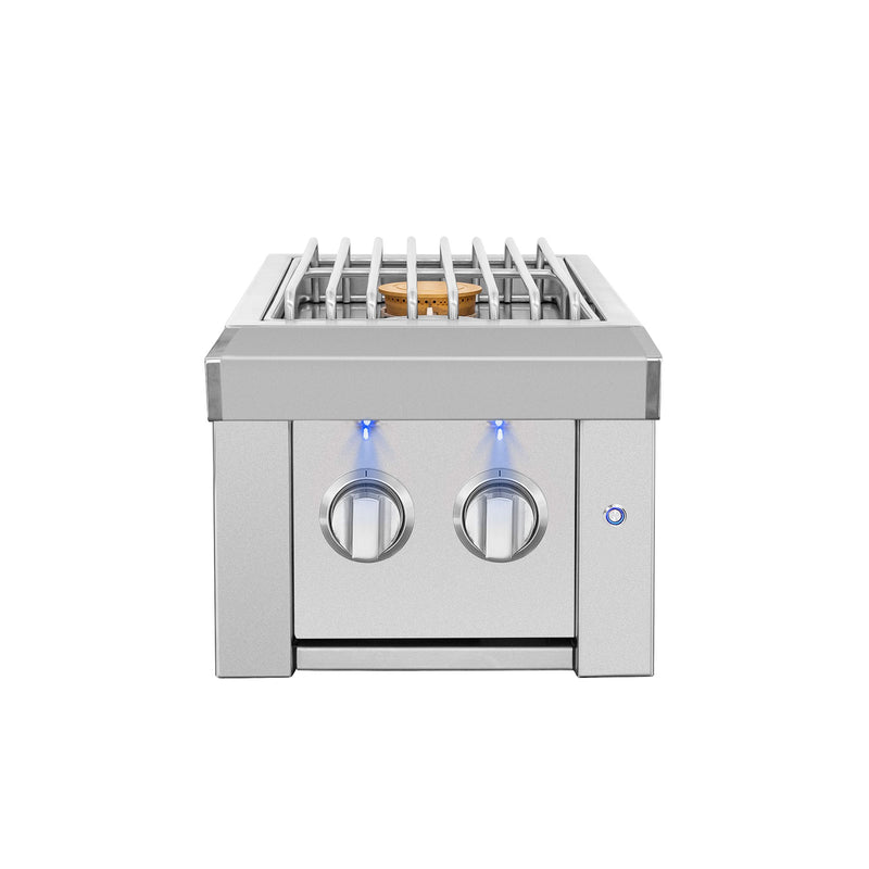 Outdoor Kitchen Appliance Modules American Made Grills Estate Built-In Double Side Burner, 28,000 BTU, LED Lighting, Lid, ESTSB2