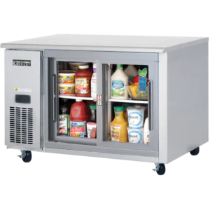 Undercounter Refrigerator-Everest ETGSR2 Side-Mounted Undercounter Sliding Glass Door Refrigerator, 13 Cu. Ft., 115V