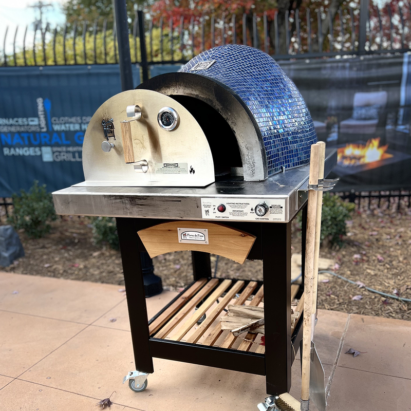 Outdoor Pizza Ovens & Accessories HPC Forno de Pizza Forno Series Gas and Wood Pizza Oven on Cart, Glass Tile Mosaic
