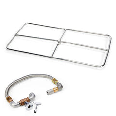 HPC Fire Rectangle Fire Ring Burner Kit, 12x6" to 48x24", 304 Stainless Steel