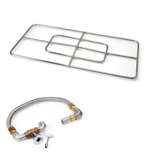 HPC Fire Rectangle Fire Ring Burner Kit, 12x6" to 48x24", 304 Stainless Steel