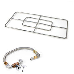 HPC Fire Rectangle Fire Ring Burner Kit, 12x6" to 48x24", 304 Stainless Steel