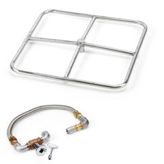 HPC Fire Square Fire Ring Burner Kit, 12" to 48", 304 Stainless Steel