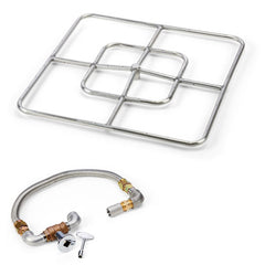 HPC Fire Square Fire Ring Burner Kit, 12" to 48", 304 Stainless Steel
