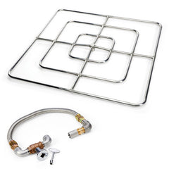 HPC Fire Square Fire Ring Burner Kit, 12" to 48", 304 Stainless Steel