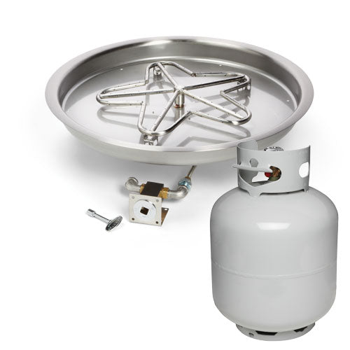 HPC Fire Round Bowl Fire Pit Insert, 13" to 43", Electronic, Push Button or Match Lit