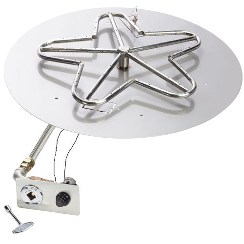 HPC Fire Round Flat Fire Pit Insert, 8" to 54", Electronic, Push Button or Match Lit