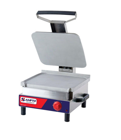 AMPTO SASL Single Sandwich Grill Flat Smooth Plate 1550W 120V