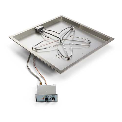 Fire Pits & Fire Tables HPC Fire Square Bowl Fire Pit Insert, 18" to 42", Electronic, Push Button or Match Lit