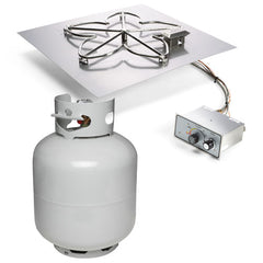 HPC Fire Square Flat Fire Pit Insert, 18" to 42", Electronic, Push Button or Match Lit