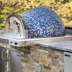 Outdoor Pizza Ovens & Accessories HPC Forno de Pizza Villa Series Built-In Gas and Wood Pizza Oven, Glass Tile Mosaic