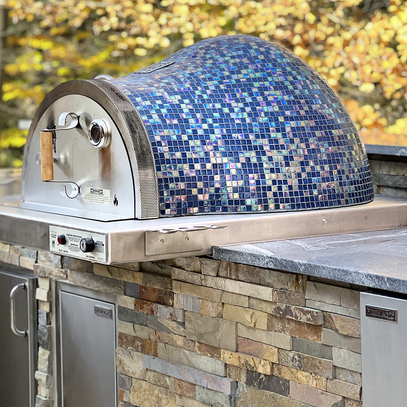 Outdoor Pizza Ovens & Accessories HPC Forno de Pizza Villa Series Built-In Gas and Wood Pizza Oven, Glass Tile Mosaic
